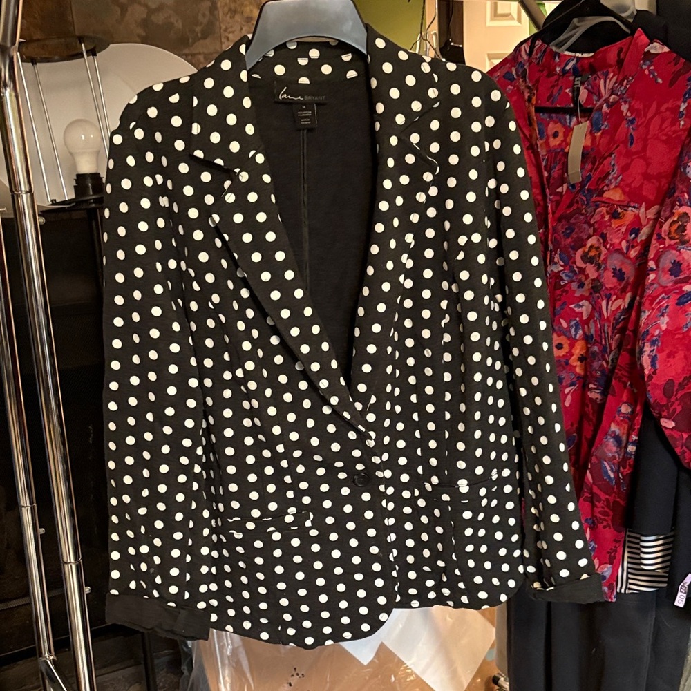 Lane Bryant Black and White Polka Dot Blazer